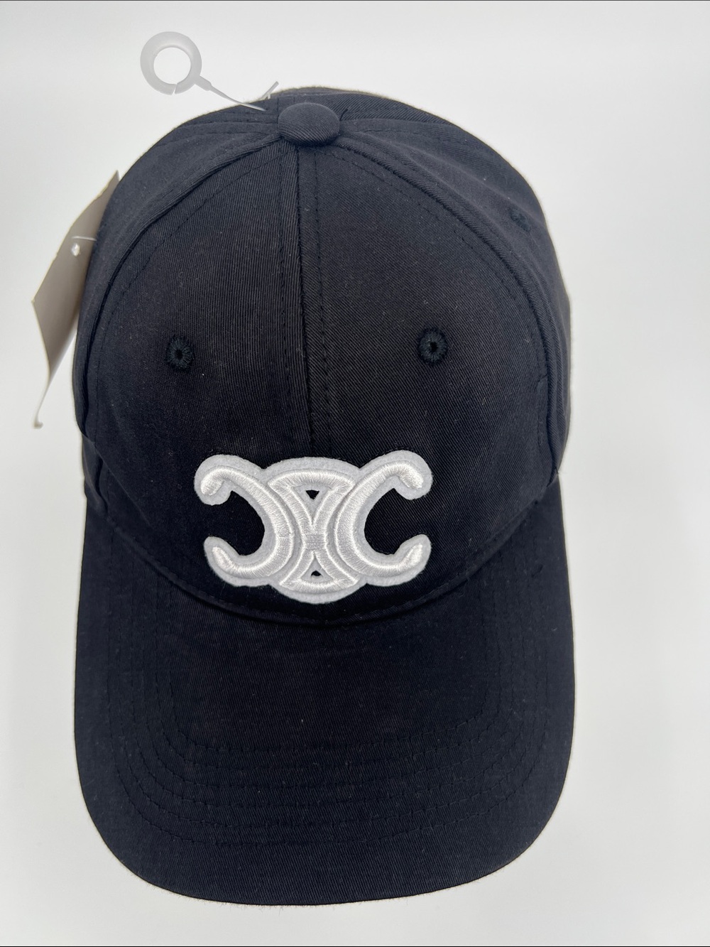 Black Baseball Cap with White Double-C Logo - Picture 2 of 9